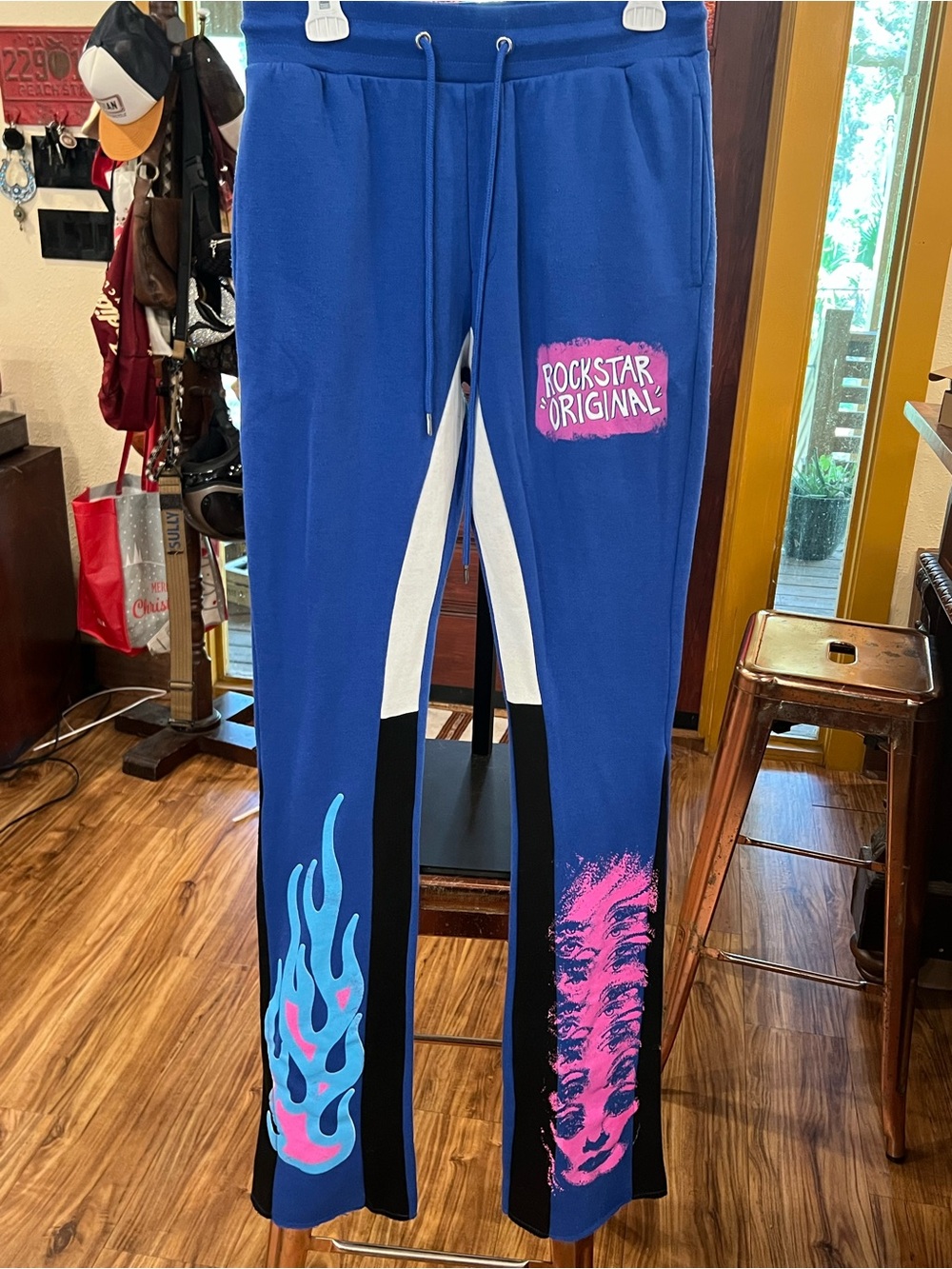Rockstar Original Blue Flame Graphic Joggers